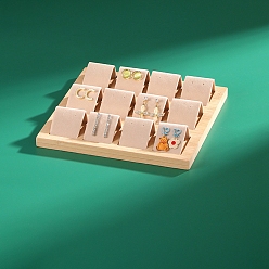 Персиковый Слойка 12-слотовый лоток для бамбуковых сережек, с бархатным держателем дисплея, прямоугольные, розовые, 19x20.5x3.5 см