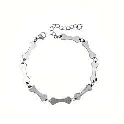 Нержавеющая Сталь Цвет Панк 304 браслеты из нержавеющей стали с звеньями в виде костей для женщин, цвет нержавеющей стали, 5.91 дюйм (15 см)