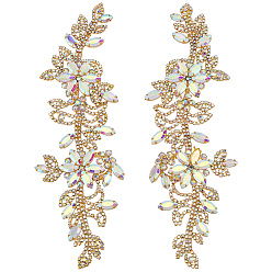 Crystal AB Brass Rhinestone Cloth Patches, Repair Sewing Craft Decoration, Flower, Crystal AB, 220~221x64~70x6mm