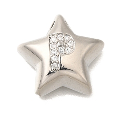 Letter P Стойка металлическая латунная микропрофилированная кубическая циркония подвески, долговечный, без кадмия и без свинца, буквы, платина, Письмо P, 15.5x16.5x5.5 мм, отверстие : 3 мм