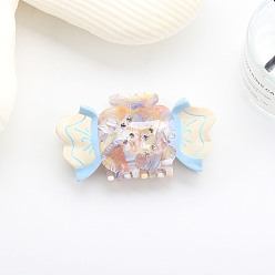 Antique White Candy Shape Cellulose Acetate Large Claw Hair Clips, with Rhinestones, Hair Accessories for Women & Girls, Antique White, 94x53x52mm