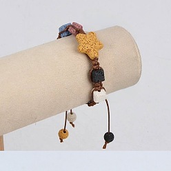 Лавовый камень Браслеты из плетеных бусин из окрашенных натуральных лавовых камней для женщин, люди, звезда, внутренний диаметр: 11 дюйм (28 см)