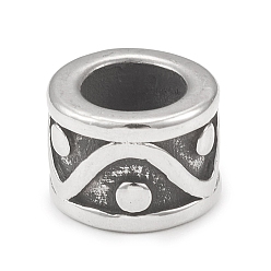 Античное Серебро 304 из нержавеющей стали европейские шарики, бусины с большим отверстием, колонка, античное серебро, 11x8 мм, отверстие : 6.5 мм