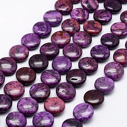 Pourpre Brins de perles d'agate en dentelle folle naturelle, plat rond, teint, pourpre, 15~15.5x5.5~6mm, Trou: 1mm, Environ 27 pcs/chapelet, 15.3 (39 cm)