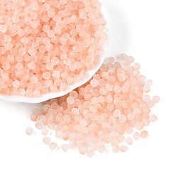 Легкий Лосось Бусины из матового стекла, круглое отверстие, двухконусные, с золотой порошок, светлый померанцевый, 4.5x3.5~4 мм, отверстие : 1.1 мм, Около 6428 шт / фунт