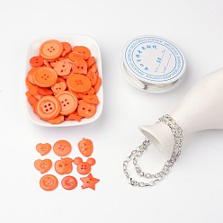 Orange rot Kostenlose Tutorial DIY Schmuck-Sets für Braceletmaking, Acryl-Misch Tasten, Kupferdraht und Eisen Armbänder, orange rot, 205 mm