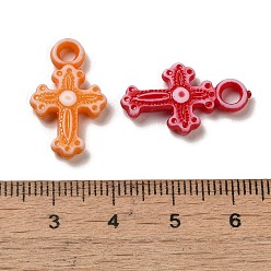 Mixed Color Opaque Acrylic Pendants, Craft Style, Cross Fleury, Mixed Color, 22x13x3mm, Hole: 2.8mm, 1666pcs/500g