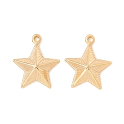 Golden PVD Vacuum Plating 304 Stainless Steel Pendants, Star, Golden, 22x19x5mm, Hole: 1.6mm