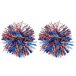 Синий Серьги-кольца из пластика и сплава ко Дню независимости, платина, круглые, синие, 120 мм