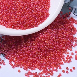 (RR140FR) Matte Transparent Red Orange AB MIYUKI Round Rocailles Beads, Japanese Seed Beads, 11/0, (RR140FR) Matte Transparent Red Orange AB, 11/0, 2x1.3mm, Hole: 0.8mm, about 50000pcs/pound