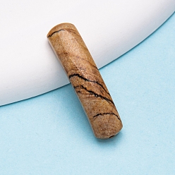 Пейзажный Джаспер Натуральная картина яшма изогнутые прямоугольные ссылки, подвески-соединители моста, 36~38x10x7~8 мм