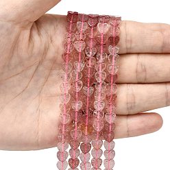 Клубничный Кварц Природного кварца клубники нитей бисера, сердце, 6x6x2 мм, отверстие : 0.7 мм, около 65~72 шт / нитка, 13.39'' (34 см) ~ 15.35'' (39 см)