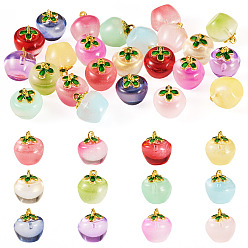 (52) Непрозрачная лаванда 24 шт. 12 Цвета: прозрачное стекло, подвески в виде яблок, с эмалью, спекающийся лак, разноцветные, 15.5x14x14 мм, отверстие : 1.2 мм, 2 шт / цвет