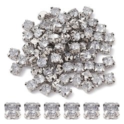 Кристалл Квадратная вышивка стразами, многожильных ссылки, акриловые горный хрусталь, с настройками латуни, аксессуары для одежды, кристалл, 4x4x4 мм, отверстие : 0.6~0.8 мм