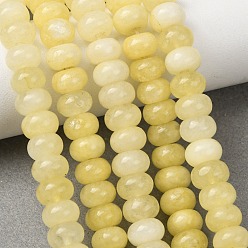 Or Teints naturels blanches perles de jade brins, rondelle lisse, or, 8~9x5~5.5mm, Trou: 1.4mm, Environ 69~74 pcs/chapelet, 14.57~15.16'' (37~38.5 cm)