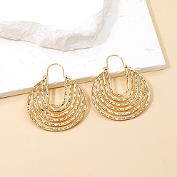 Золотой Полые плоские круглые серьги-кольца из цинкового сплава, золотые, 50x40 мм