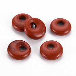 Red Jasper Natural Red Jasper Pendants, Donut/Pi Disc, 17.5~18.5x5.5mm, Hole: 5.5mm