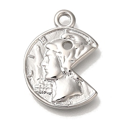 Платинированный Латунные подвески, без кадмия, без никеля и без свинца, портрет королевы чары, Реальная платина, 19x14x2 мм, отверстие : 1.8 мм