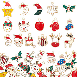 (52) Непрозрачная лаванда 32 шт 16 стиль подвески из сплава эмали, Новогодняя тема, золотые, разнообразные, разноцветные, 2 шт / стиль