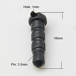 Black Plastic Mobile Dustproof Plugs, Black, 16mm, Pin: 3.5mm, Hole: 1mm