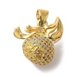 Золотой Латунные микро проложить кубического циркония подвески, долговечный, без кадмия и без свинца, золотые, 16x15x10 мм, отверстие : 6.5x3 мм