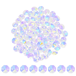 Прозрачный АВ 80шт. гальванические стеклянные звенья соединители, граненые, для люстры призматическая цепочка из бусин, украшение ювелирных изделий своими руками, восьмиугольник, ясно AB, 14x14x7.5 мм, отверстие : 1.6 мм