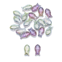Mixed Color Half Plated Electroplate Glass Bead, Fish, Mixed Color, 15x8x5mm,Hole:1.20mm, 30pcs/bag