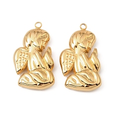 Настоящее золото 18K 304 подвески из нержавеющей стали, ангел, без свинца и без кадмия, ионное покрытие (ip), реальный 18 k позолоченный, 28.5x17x5 мм, отверстие : 1.8 мм