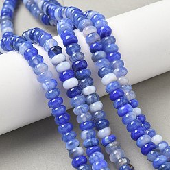 Королевский синий Натуральные полосатые агатовые бусы, окрашенная и подогревом, рондель, класс А, королевский синий, 8~8.5x5 мм, отверстие : 1 мм, около 76~77 шт / нитка, 14.76~14.96 дюйм (37.5~38 см)