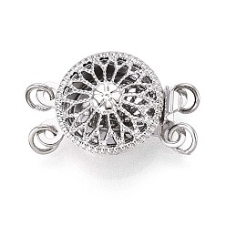Платина Покрытие стойки цветок латунные застежки для коробок, без кадмия, без никеля и без свинца, 2 нитей, 4-луночное, платина, 12x16x5.5 мм, отверстие : 1.8 мм