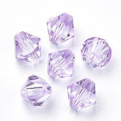 Lilac Transparent Acrylic Beads, Bicone, Lilac, 6x5.5mm, Hole: 1.5mm, about 6120pcs/500g