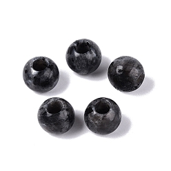 Larvikite Натуральные европейские бусины ларвикит, гладкий круглый, бусины с большим отверстием, 10x8.5 мм, отверстие : 4 мм