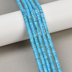 Голубой Природные Говлит бисер нитей, диск, окрашенные, Heishi бусы, голубой, 4~4.5x2~2.5 мм, отверстие : 0.5~0.7 мм, около 172~173 шт / нитка, 14.92''~15.20'' (37.9~38.6 см)