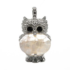White Shell Natural White Shell Pendants, Owl, 45x25mm