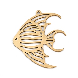 Золотой 201 подвески из нержавеющей стали, очарование рыбы, лазерная резка, золотые, 41.5x37x1 мм, отверстие : 1.8 мм