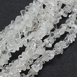 Cristal de cuarzo De perlas de cristal de cuarzo natural hebras, cuentas de cristal de roca, Grado A, chip, 5~8 mm, agujero: 1 mm, sobre 80~81 cm