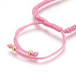 Mixed Color Nylon Cord Braided Bead Bracelets Making, with Brass Beads, Long-Lasting Plated, Real 24K Gold Plated, Mixed Color, 10-1/4 inch(26cm)~11-5/8 inch(29.6cm)