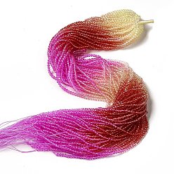 Темно-Красный Прозрачный градиент цвета стеклянные бусины пряди, граненые круглые, темно-красный и светлый золотарник желтый и пурпурный, 3x2.8 мм, отверстие : 0.9 мм, около 123 шт / нитка, 14.53'' (36.9 см)