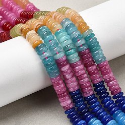Белый Нефрит Окрашенные природные белый нефрит бисер пряди, рондель, разноцветные, 6.5x2~2.5 мм, отверстие : 0.8~0.9 мм, около 166~168 шт / нитка, 10.83~14.88'' (37.5~37.8 см)