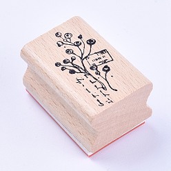Bois Solide Timbres en bois, rectangle avec idesia polycarpa, burlywood, 40x27x25mm