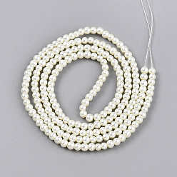 Кукурузный Шелк Выпечка из окрашенного перламутрового стекла жемчужные бусинки, круглые, цвет колоса кукурузы, 3.5~4x3 мм, отверстие : 0.7 мм, около 210~213 шт / нитка, 24.02~24.41'' (61~62 см)