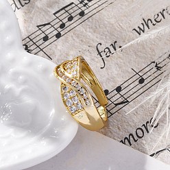 Настоящее золото 18K Кольца-манжеты с микропаве из латуни и прозрачными кубическими цирконами для женщин, долговечный, стойки покрытие, без свинца и без кадмия, реальный 18 k позолоченный, регулируемый, 7.5 мм