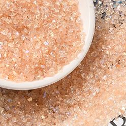 Сэнди Коричневый Прозрачная гальваническая поделка из измельченного стекла, с покрытием AB цвета, стеклянная крошка неправильной формы, наполнитель для вазы своими руками для дизайна ногтей, песчаный коричневый, 1.5~2x1.5~2 мм