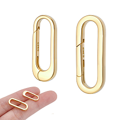 Золотой 2 шт. 2 стили 925 кольца с пружинным затвором из стерлингового серебра, прямоугольные, золотые, 18~21.5x7~8x2~2.5 мм, 1 шт / стиль