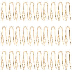 Настоящее золото 18K 30 шт латунные серьги крючки, проволока для сережек с петлями, полый ромб, реальный 18 k позолоченный, 20 датчик, 24.5x5 мм, отверстие : 1 мм, штифты : 0.8 мм