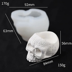 Skull Food Grade Candle Silicone Molds, for 3D Scented Candle Making, Skull, 9.2x6.3cm