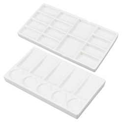 White 2Pcs 2 Styles Porcelain Palette, Paint & Drawing Supplies, Rectangle, White, 190x105~110x13.5~17.5m, 1pc/style