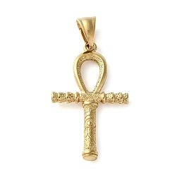 Золотой 304 подвески из нержавеющей стали, глаз ра египетский анкх крест талисман, ионное покрытие (ip), золотые, 39.5x24x5 мм, отверстие : 9x5 мм