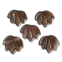 Серый агат Резные подвески из натурального серого агата, лист прелести, 43~44x49~50x7~7.5 мм, отверстие : 1.4 мм