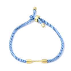 Светло-Голубой 3мм круглые нейлоновые миланские шнуры для изготовления ожерелий, с латунной фурнитурой , золотые, долговечный, стойки покрытие, Небесно-голубой, 8.03 дюйм (20.4 см)